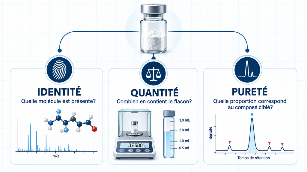 Différence entre l’identité, la quantité et la pureté dans la vérification analytique d’un peptide